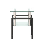 2-Tier Tempered Glass Tea Table with Storage Shelf