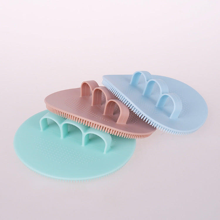 Silicone Bath Brush Pure Silicone Soft Facial Brush Three-finger Bath Brush