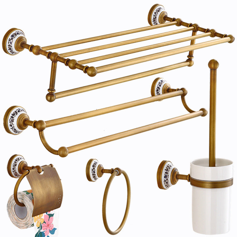 European Style Towel Pendant Set Antique Bath Towel Full Copper Towel Rack Set