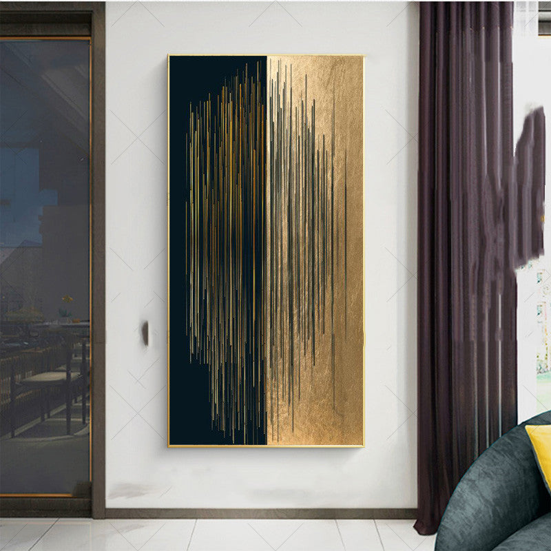Minimalist Abstract Black Gold Lines Canvas
