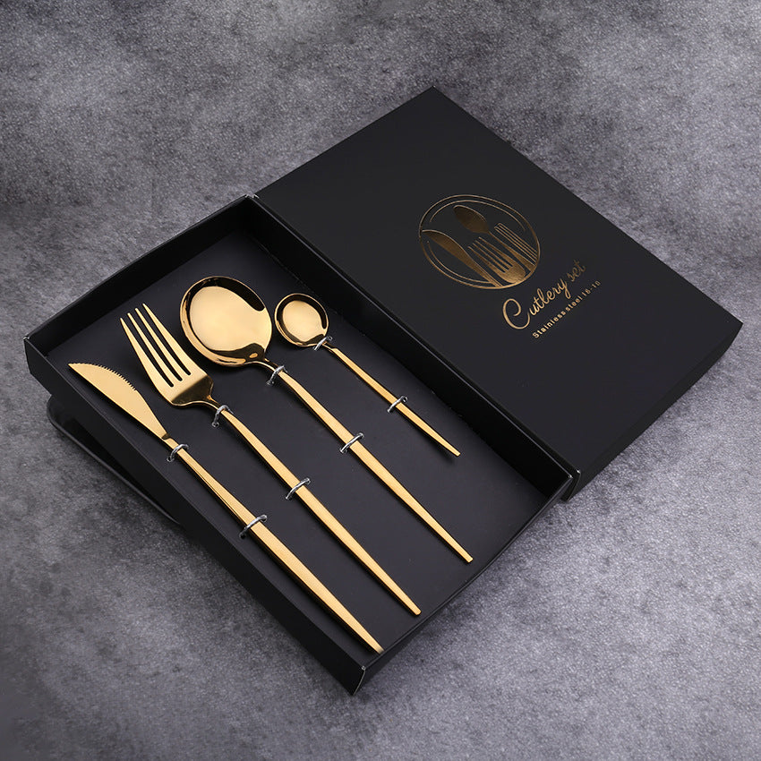 Four-Piece Set, Golden Knife And Fork, Portuguese Western Tableware Set