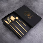 Four-Piece Set, Golden Knife And Fork, Portuguese Western Tableware Set