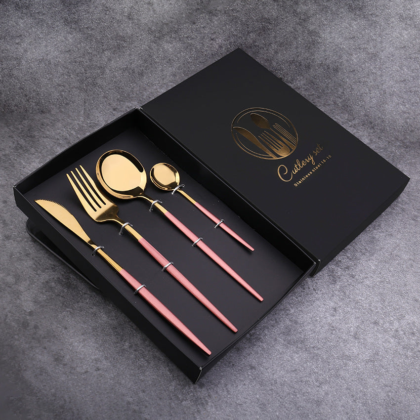 Four-Piece Set, Golden Knife And Fork, Portuguese Western Tableware Set