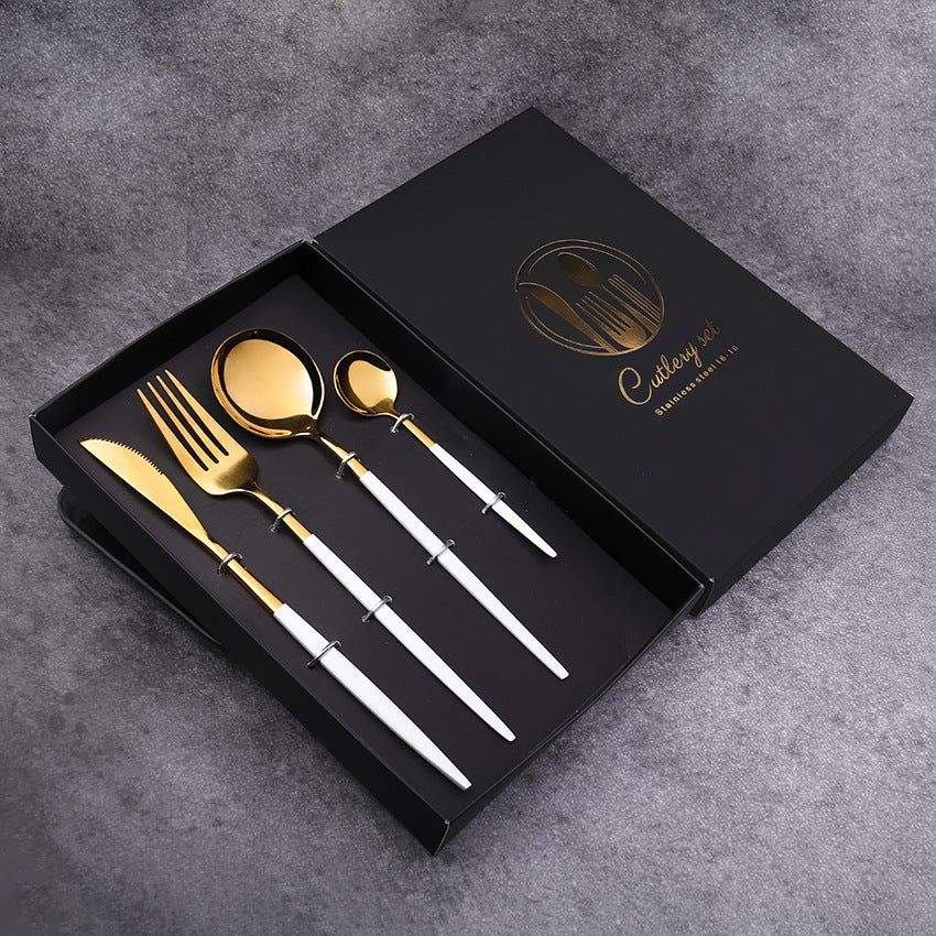 Four-Piece Set, Golden Knife And Fork, Portuguese Western Tableware Set