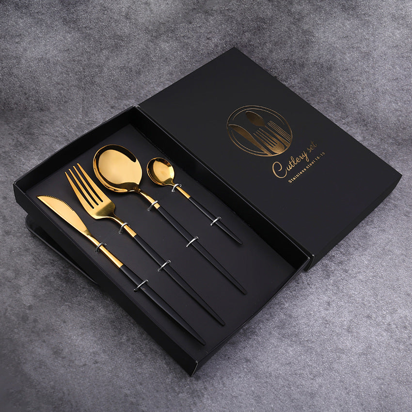 Four-Piece Set, Golden Knife And Fork, Portuguese Western Tableware Set