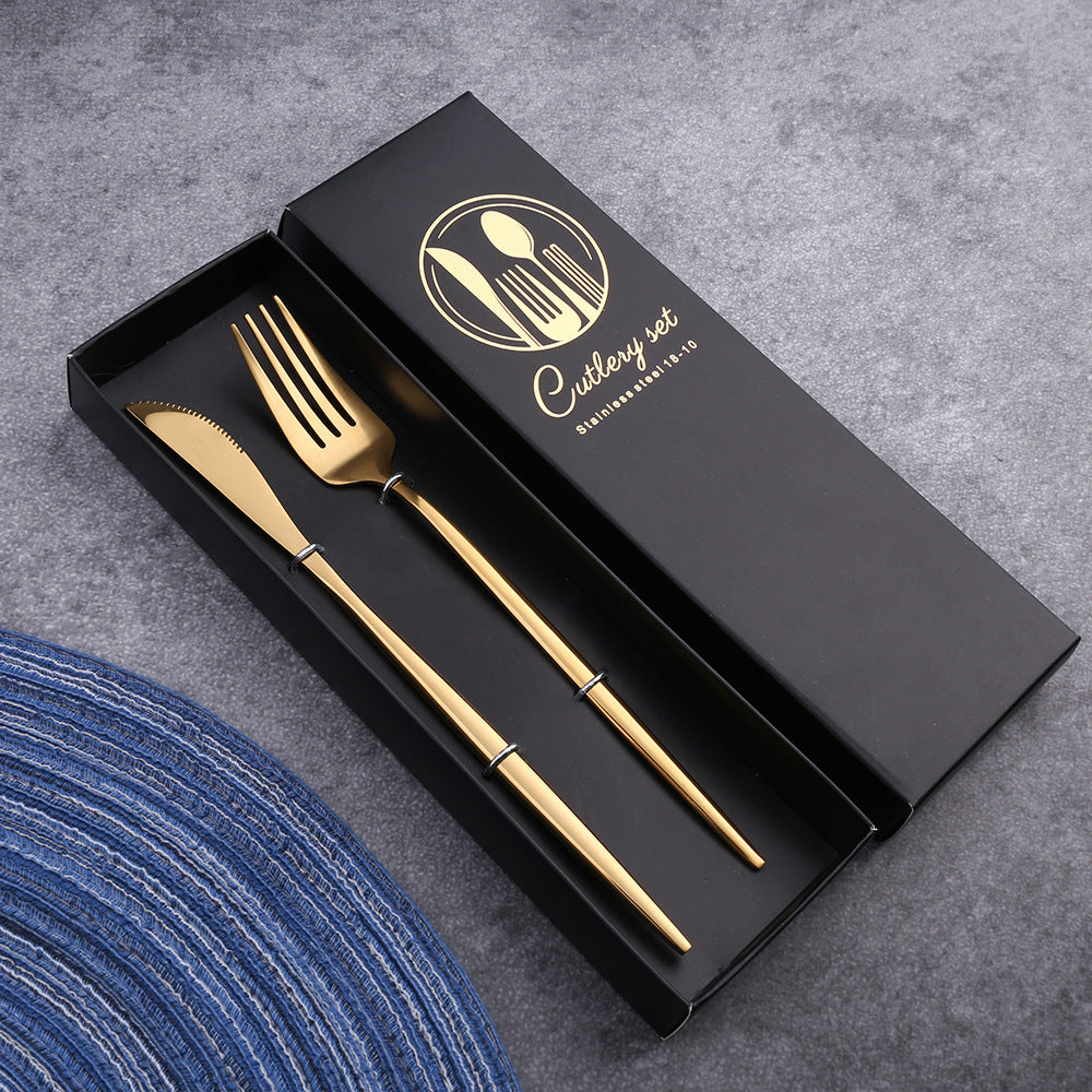 Four-Piece Set, Golden Knife And Fork, Portuguese Western Tableware Set