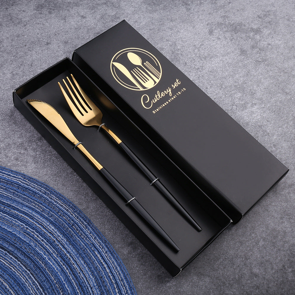 Four-Piece Set, Golden Knife And Fork, Portuguese Western Tableware Set