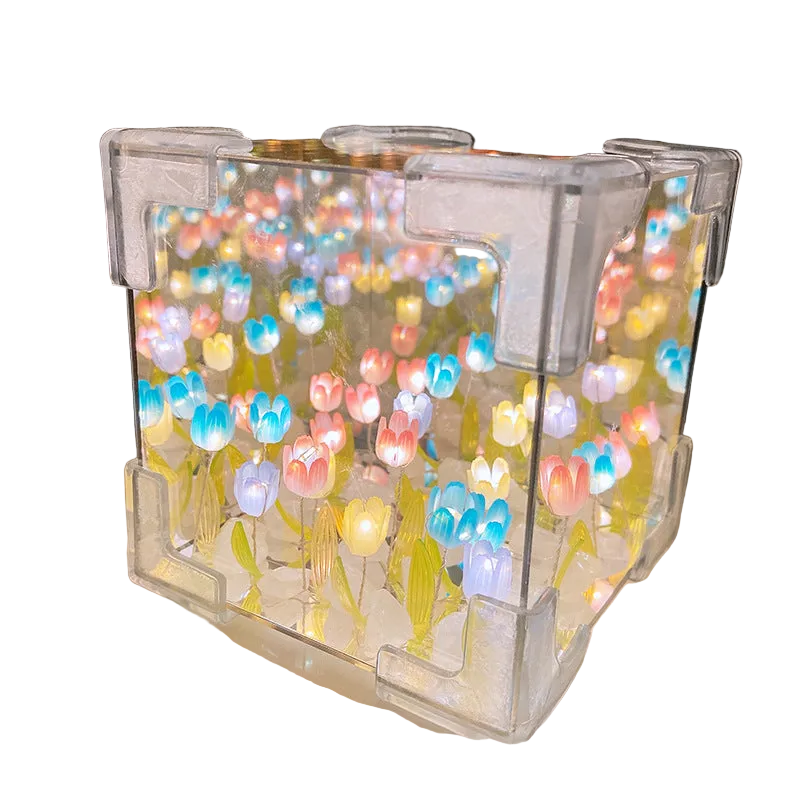 Handmade DIY Tulip Cube Mirror Lamp
