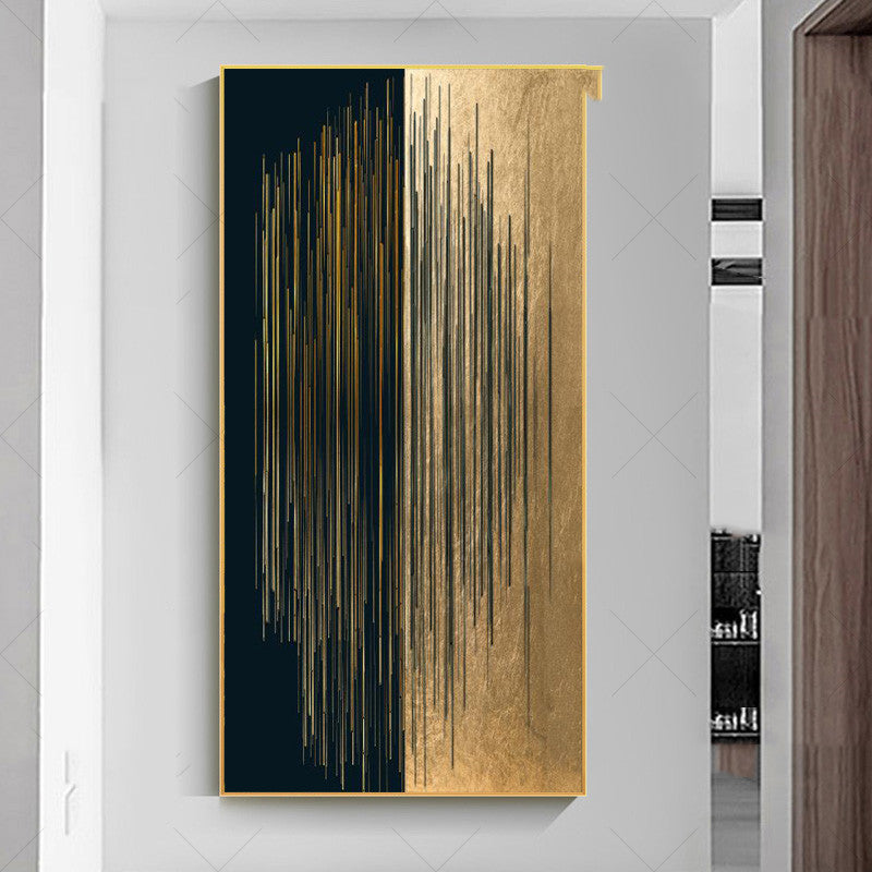 Minimalist Abstract Black Gold Lines Canvas