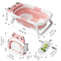 Baby Bathtub , Foldable Baby Bath Tub With Soft Floating Cushion & Thermometer , Collapsible Portable Travel Baby Bath Tub