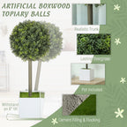 Artificial Boxwood Topiary Trees in White Pots