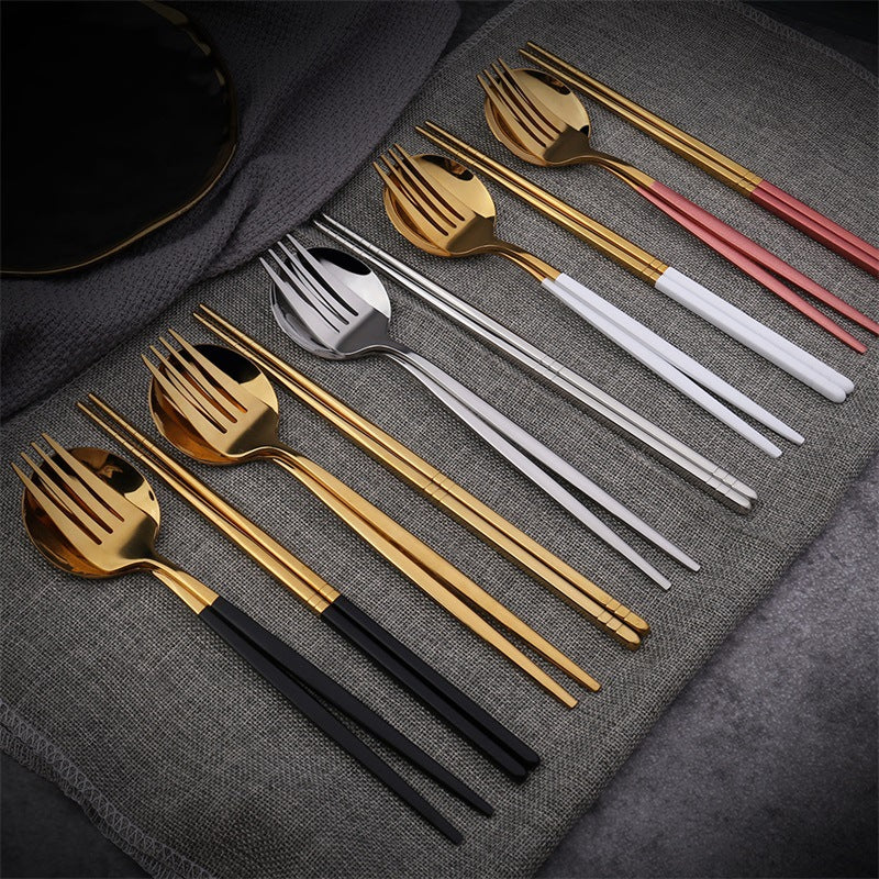 Cutlery Black and Gold Stainless Steel Set.