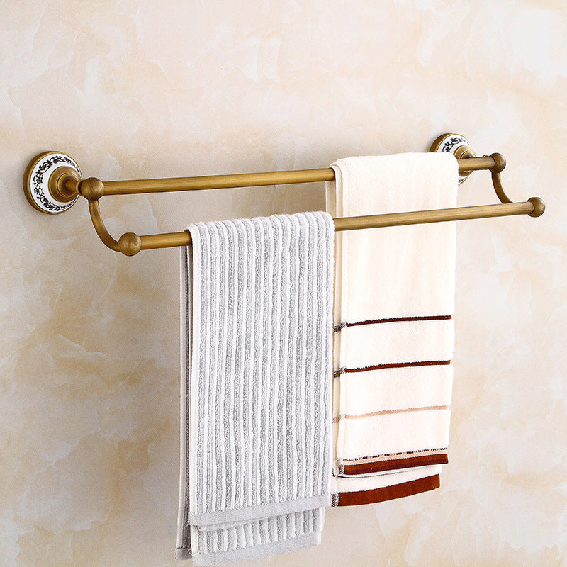 European Style Towel Pendant Set Antique Bath Towel Full Copper Towel Rack Set