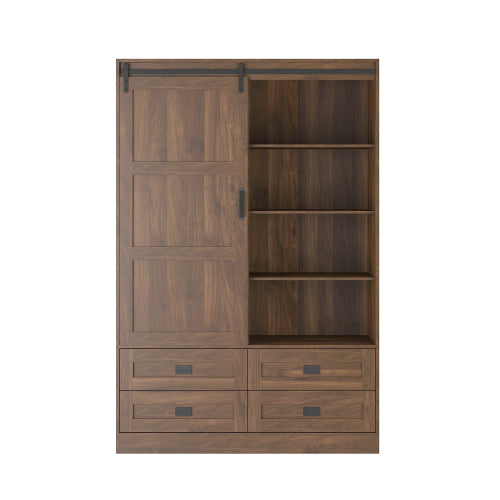 Wood Color Tall Bedroom Armoire Wardrobe Closet Clothing Storage Cabinet