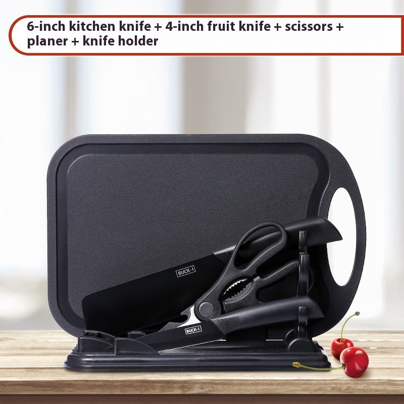 Black Steel Cutting Knife Kitchen Set