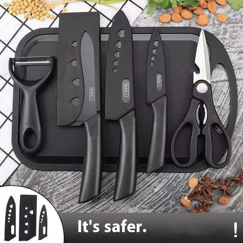 Black Steel Cutting Knife Kitchen Set