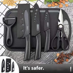 Black Steel Cutting Knife Kitchen Set