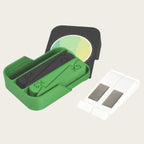 Green case with black and gray K3 items on a beige background