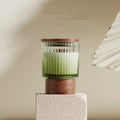 Ridged Glass Candle with a Wooden Lid