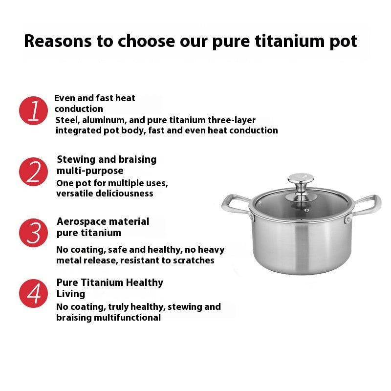 Light Luxury Pure Titanium Soup Pot Without Coating