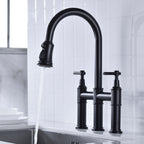 Bridge Kitchen Faucet with a Pull-down Sprayhead