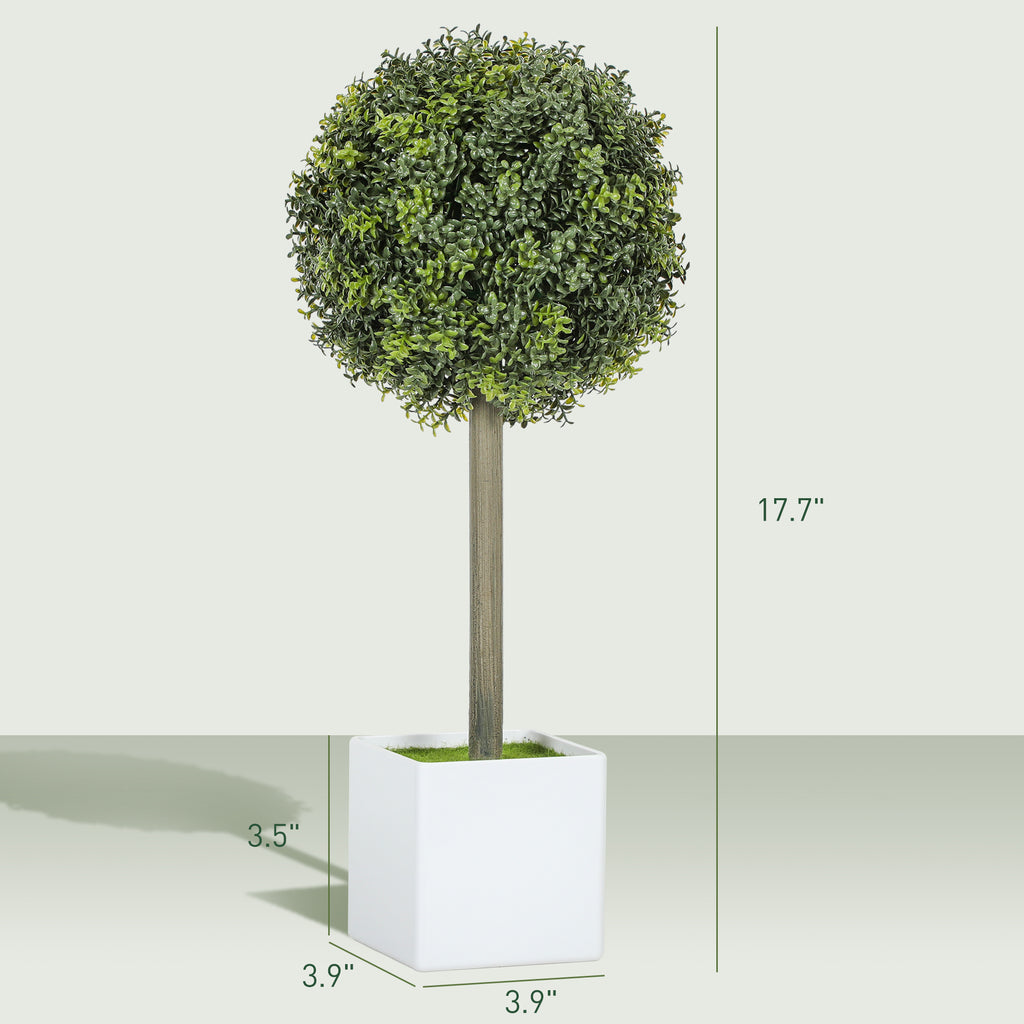 Artificial Boxwood Topiary Trees in White Pots