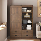 Wood Color Tall Bedroom Armoire Wardrobe Closet Clothing Storage Cabinet