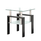 2-Tier Tempered Glass Tea Table with Storage Shelf