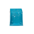 Blue transparent pouch with a white zipper on a white background