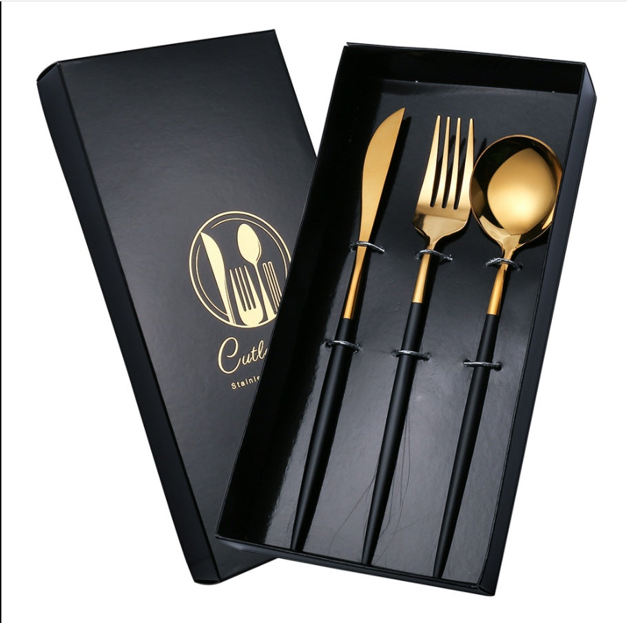 Four-Piece Set, Golden Knife And Fork, Portuguese Western Tableware Set
