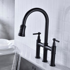Bridge Kitchen Faucet with a Pull-down Sprayhead