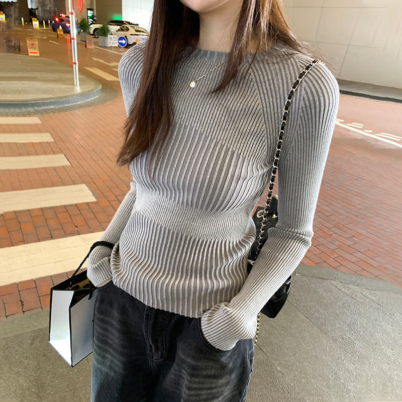 Alira – Gebreide Trui met Ronde Hals en Strepen