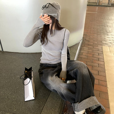 Alira – Gebreide Trui met Ronde Hals en Strepen