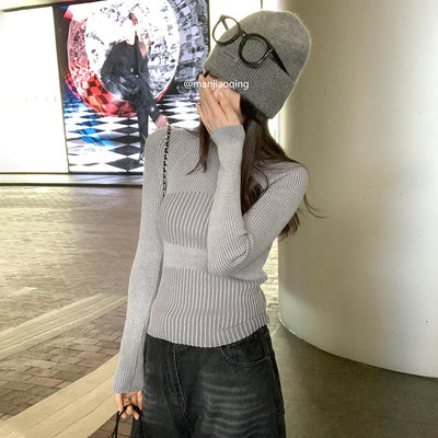 Alira – Gebreide Trui met Ronde Hals en Strepen