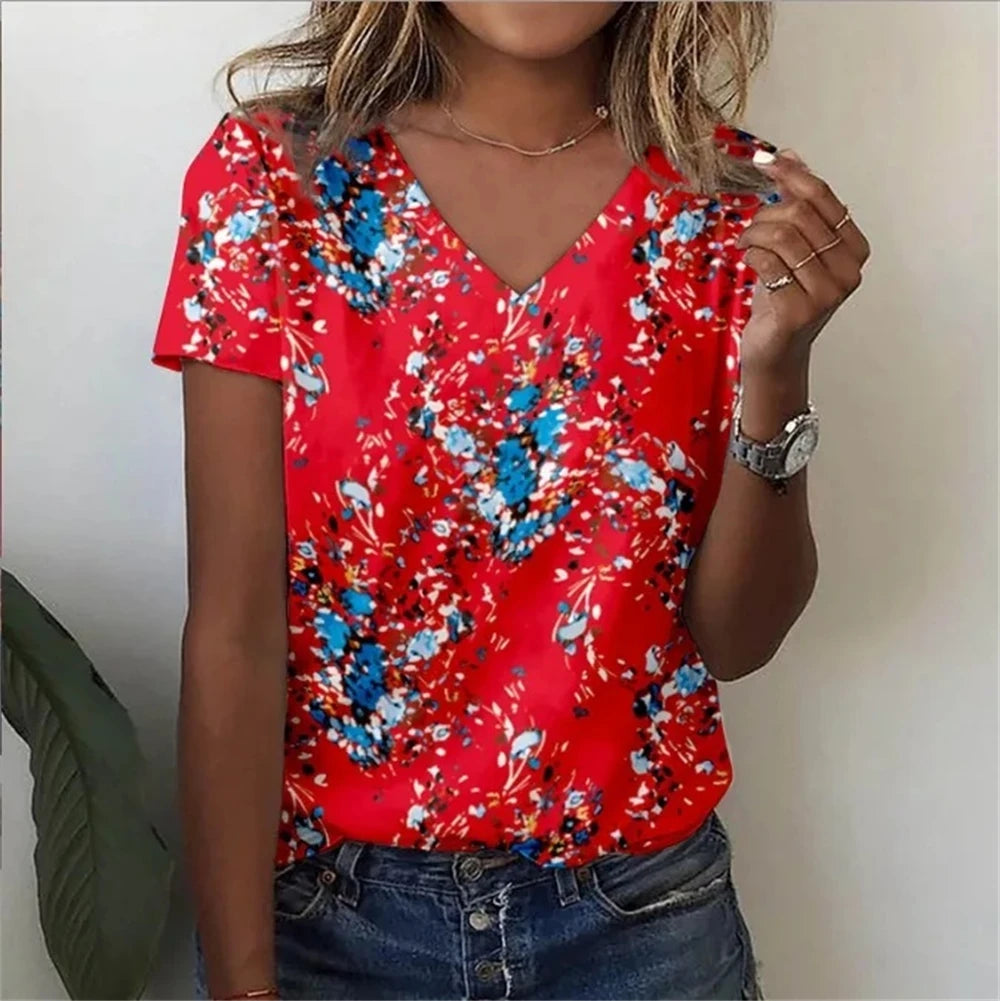 Marivie – Harajuku Stijl Top met V-hals en 3D Design