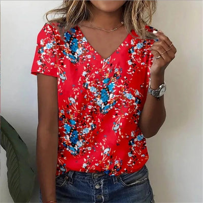 Marivie – Harajuku Stijl Top met V-hals en 3D Design