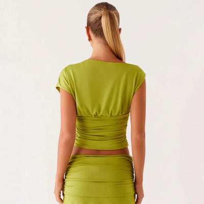 Selvine – Gerimpeld Setje met Crop Top en Rok