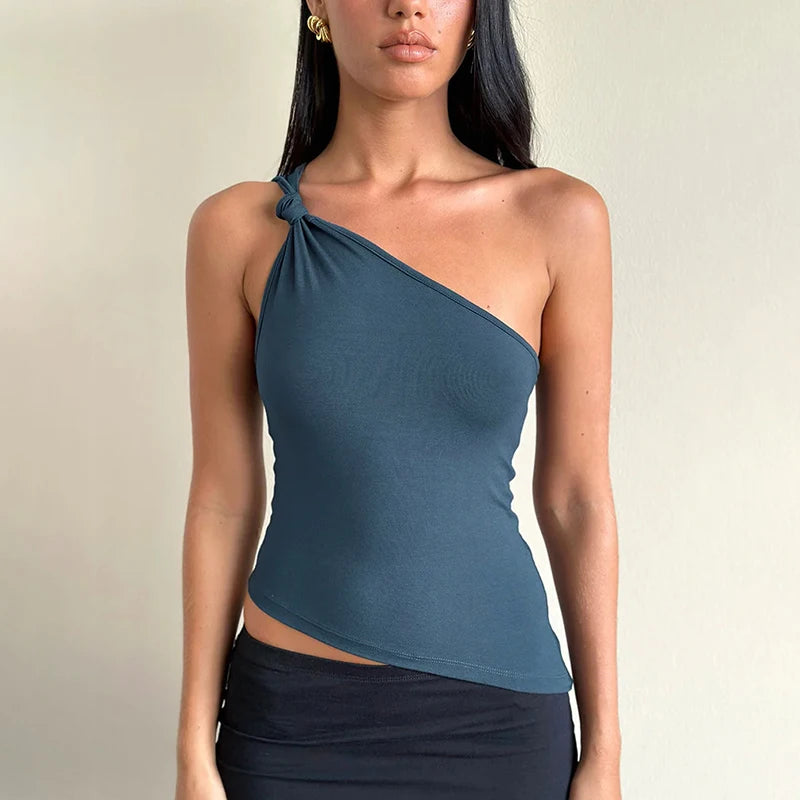 Venola – Stijlvolle Eén-Schouder Top met Strikdetail