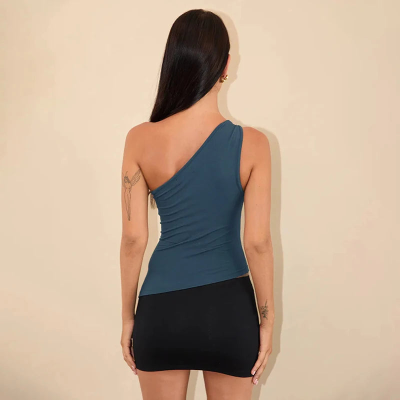 Venola – Stijlvolle Eén-Schouder Top met Strikdetail