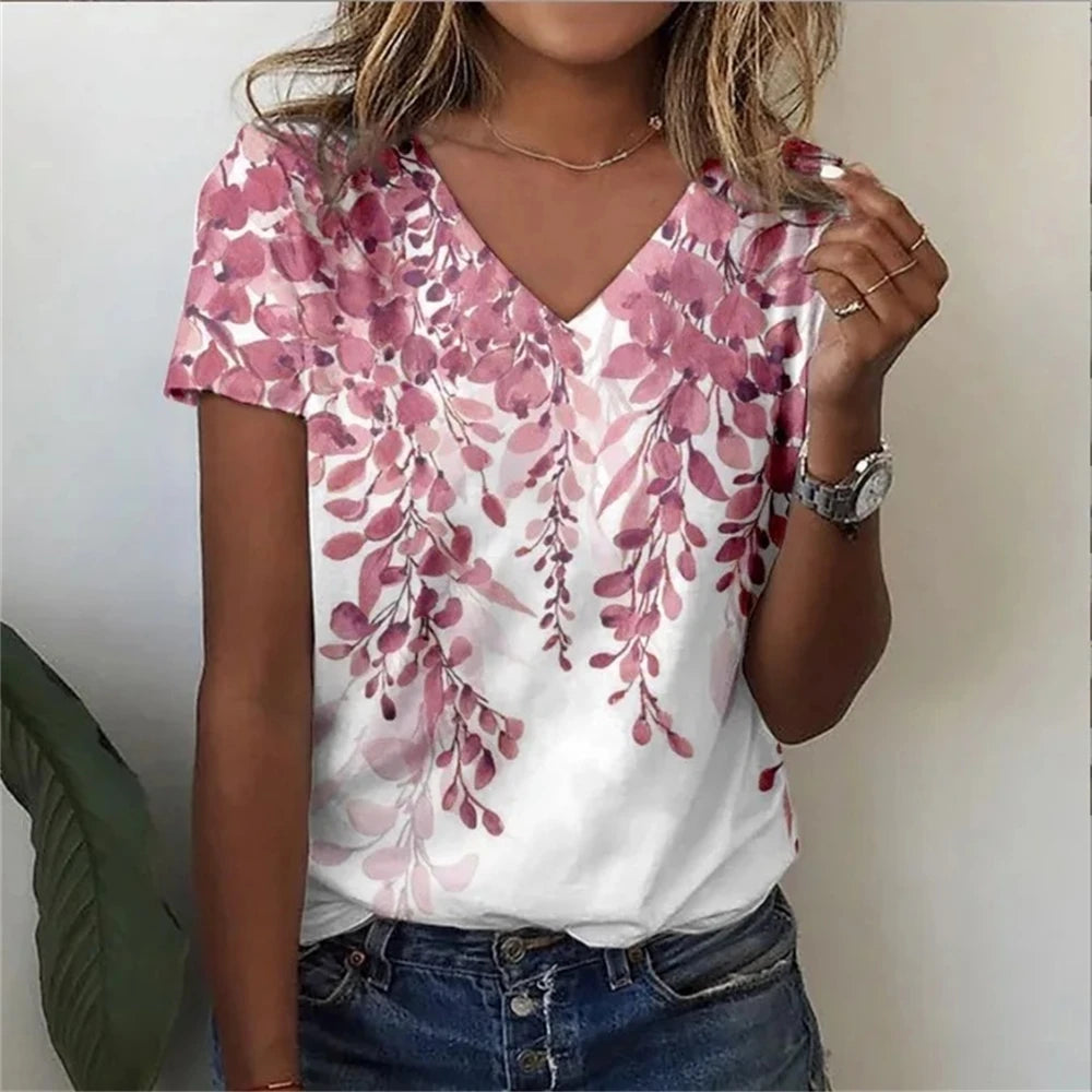 Marivie – Harajuku Stijl Top met V-hals en 3D Design