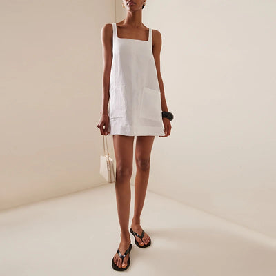 Noevia – Linnen topjes met Vierkante Hals en Zakken