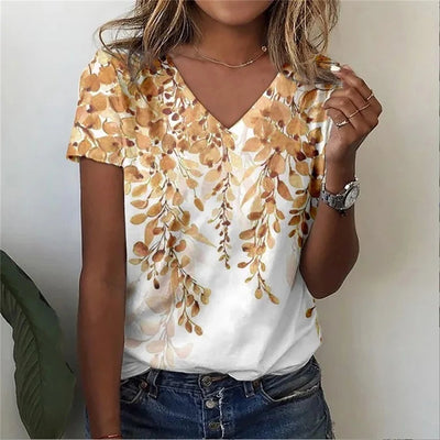 Marivie – Harajuku Stijl Top met V-hals en 3D Design