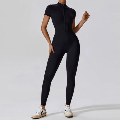 Nalani – Sportieve Yoga Jumpsuit met Rits en Korte Mouwen