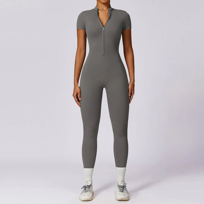 Nalani – Sportieve Yoga Jumpsuit met Rits en Korte Mouwen