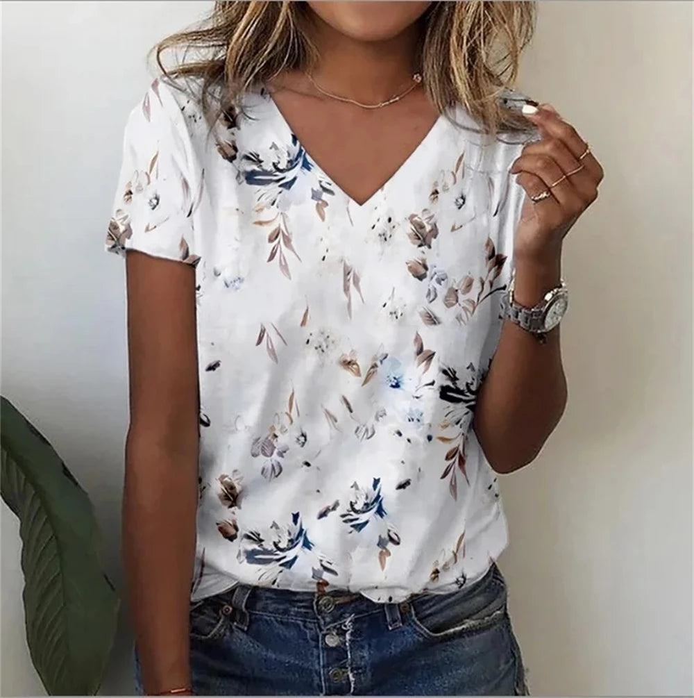 Marivie – Harajuku Stijl Top met V-hals en 3D Design