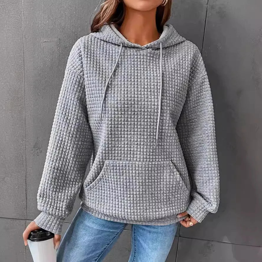 Elvenza – Comfortabele Hoodie met Wafelstructuur en Zak