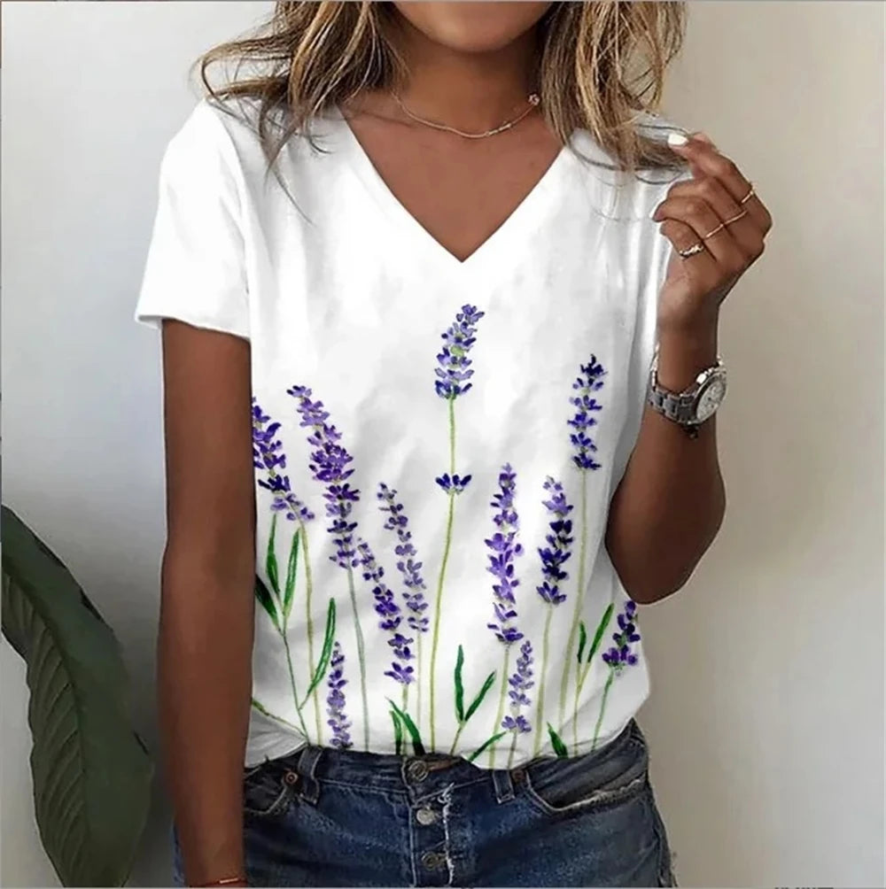 Marivie – Harajuku Stijl Top met V-hals en 3D Design