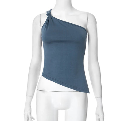 Venola – Stijlvolle Eén-Schouder Top met Strikdetail