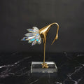 Gold Crane Bird Statues with Crystal Tail