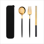 Cutlery Black and Gold Stainless Steel Set.